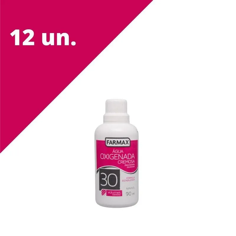 Agua Oxigenada 30vl 90ml Farmax Kit 12 Unidades