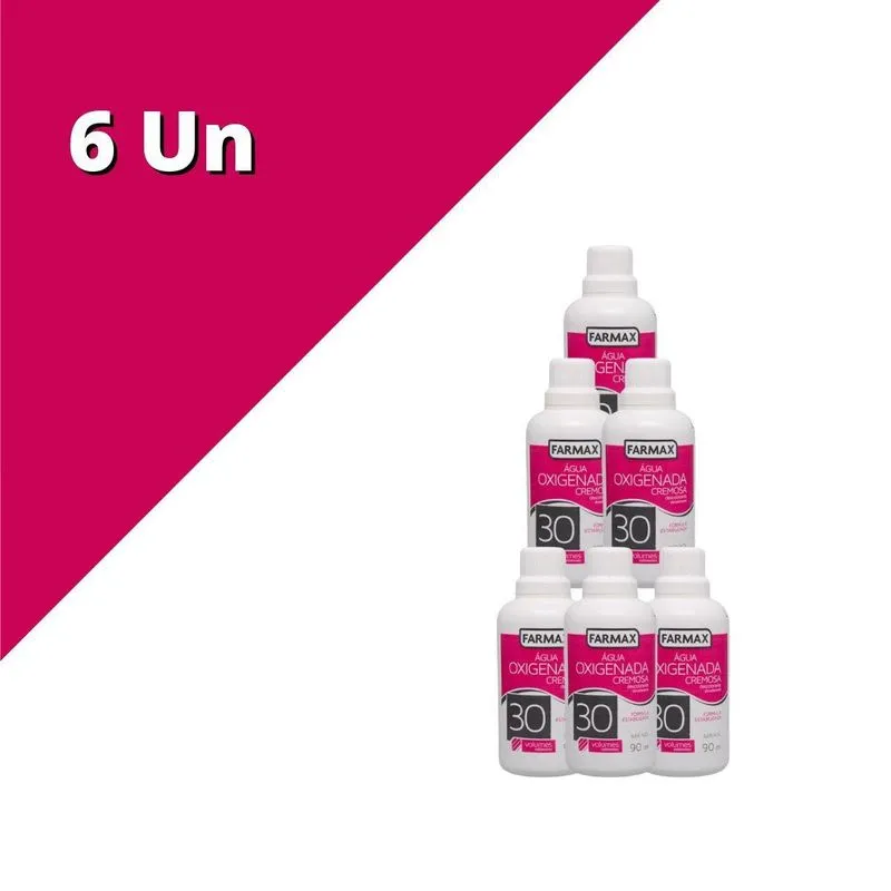 Agua Oxigenada 30vl 90ml Farmax Kit 6 Unidades