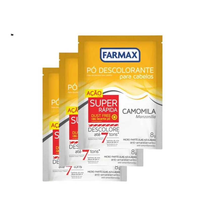 Po Descolorante Camomila 8g Farmax Kit Com 3 Un