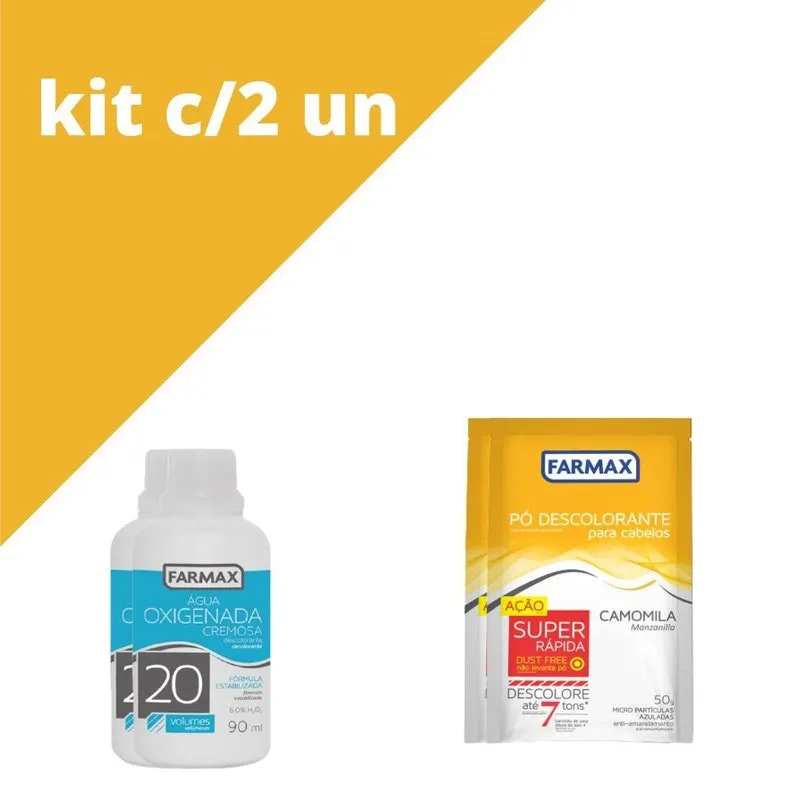 Po Descolorante 50G + Agua Oxigenada 20 Vol Farmax 2 Unid
