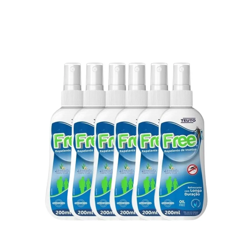 Kit Com 6 Unidades Spray Repelente Free 200ml Teuto