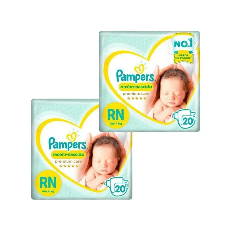Kit Com 40 Unidades Fralda Pampers Premium Rn