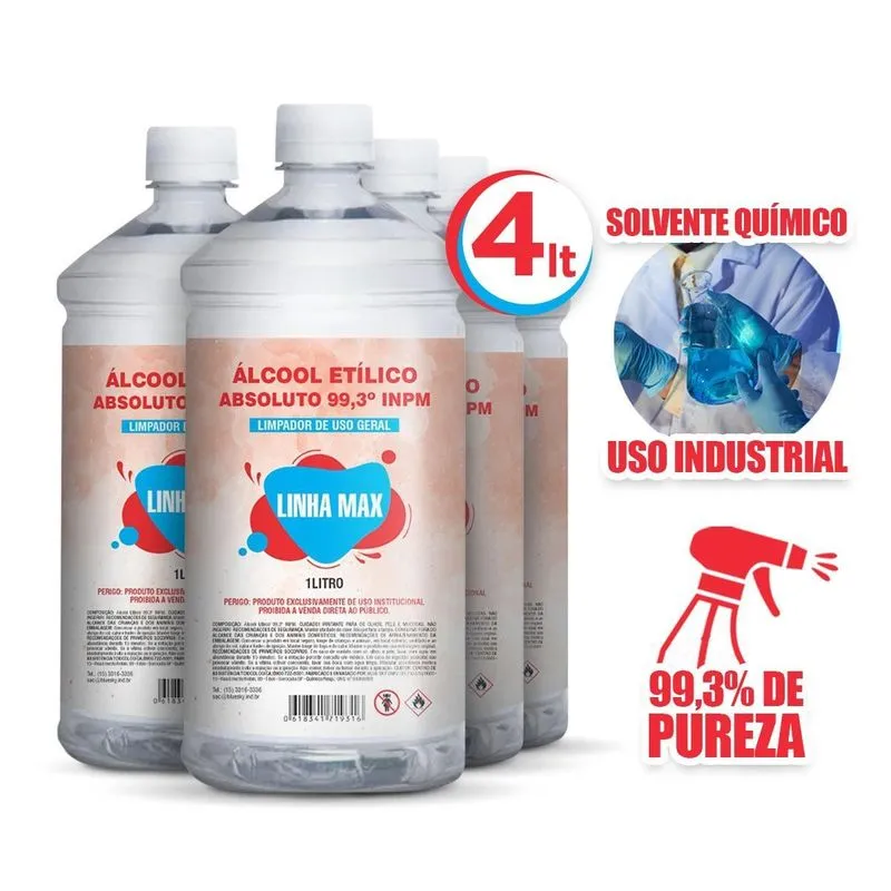 Álcool Absoluto Togmax 4 Litros - Químico E Solvente