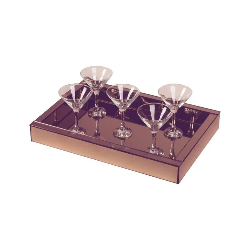 Bandeja Grande Bronze Espelhada Luxo 60X35 Bronze