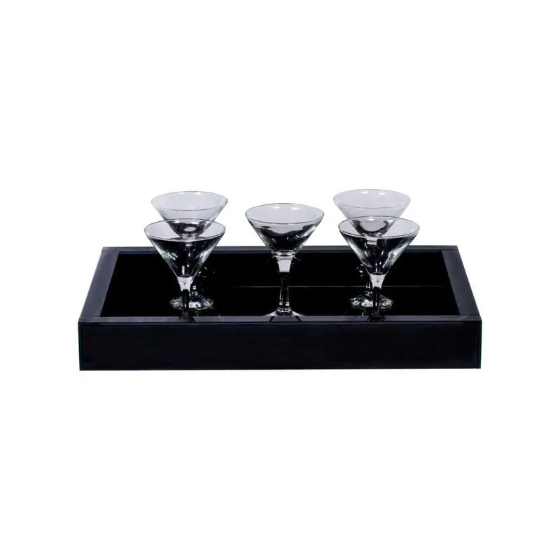 Bandeja Vidro Preto Grande Luxo 60x35