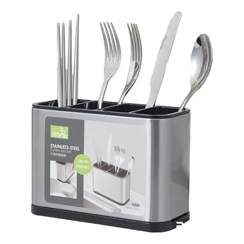 Escorredor Porta Talheres Pia Silver Inox Aço Inox 18x13x8cm