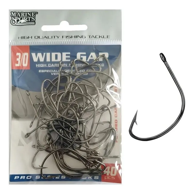 Anzol Marine Sports Wide Gap 3/0 Cartela 40 Unid. Preto