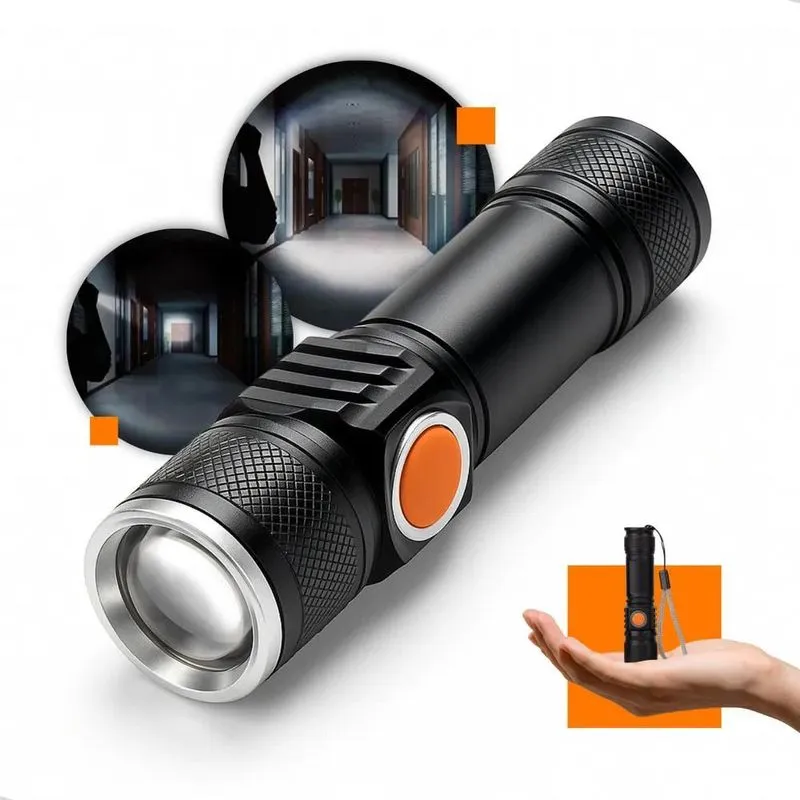 Polaris Shop Lanterna Led Recarregável Usb Tática Profission