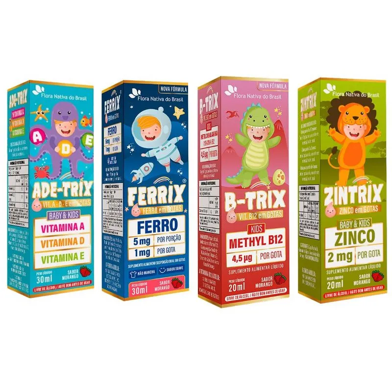 ADE-Trix + Ferrix + B-Trix + Zintrix - Flora Nativa Morango