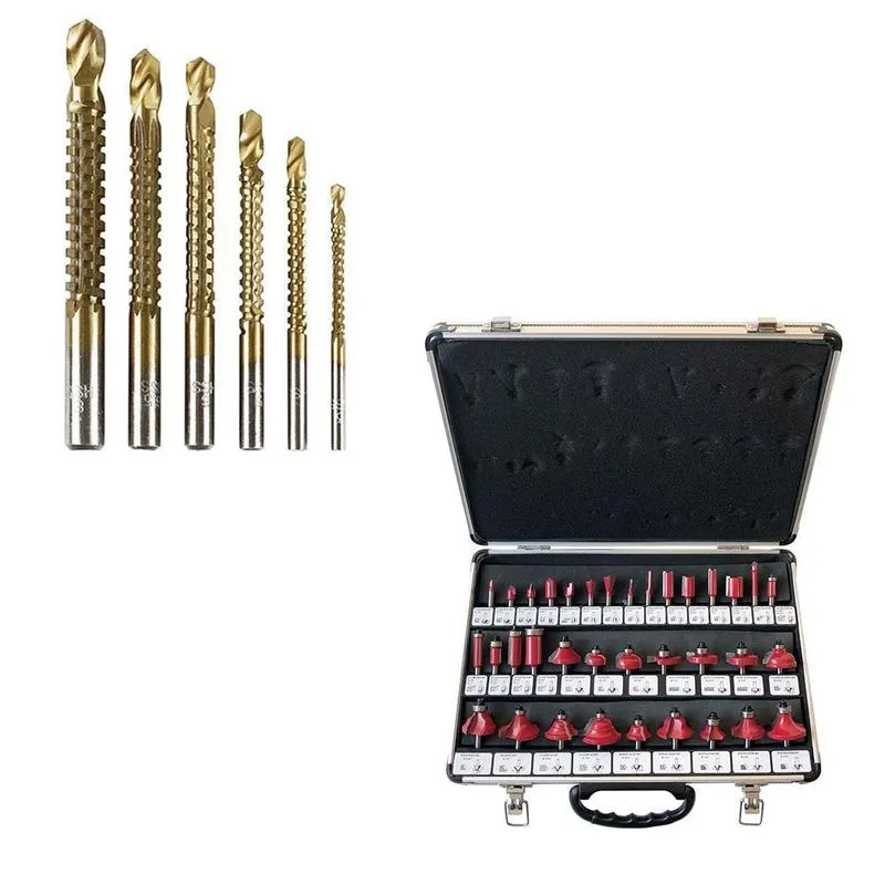 Kit 6 Brocas De Corte Lateral + Jogo 35 Fresas Para Tupia
