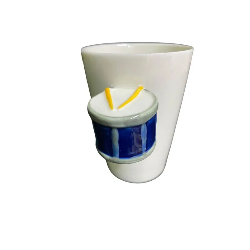 Xicara Porcelana Cascavel Music Shop Bateria Azul