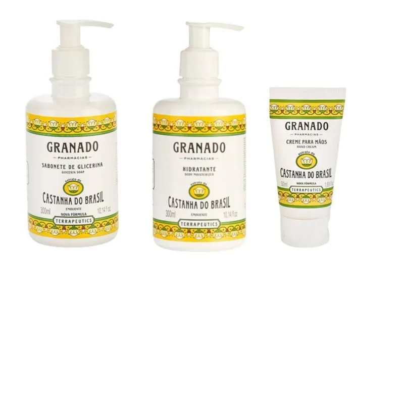 Kit Granado Castanha Brasil: Sabonete + Creme + Mãos