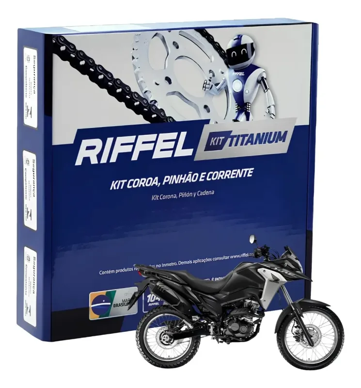 Kit Relação Xre 190 2016 A 2026 Padrão Original Riffel 1045 Prateado
