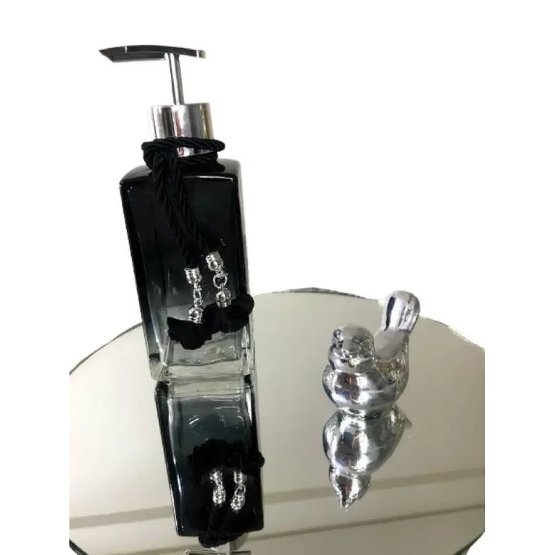 Saboneteira Preto Cubo 250ml - Bandeja Redonda - Pássaro
