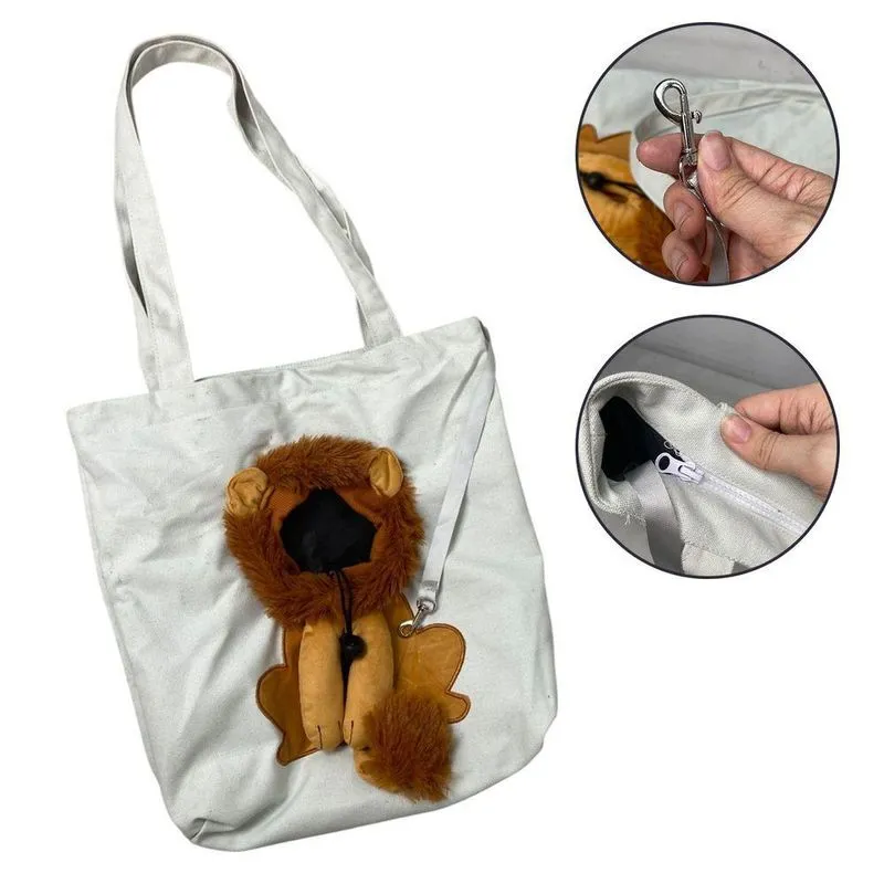 Bolsa De Transporte Leva Pro Pet BSL3906 Pets Estampa Leão Náilon Branco