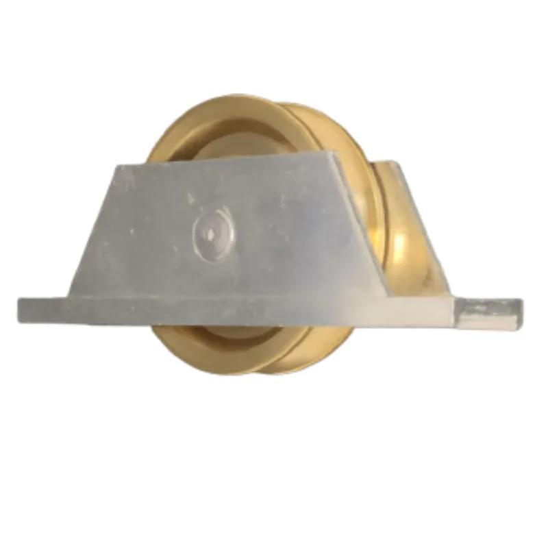 Roldana portao 60MM latao em U meia cana cavalete aluminio