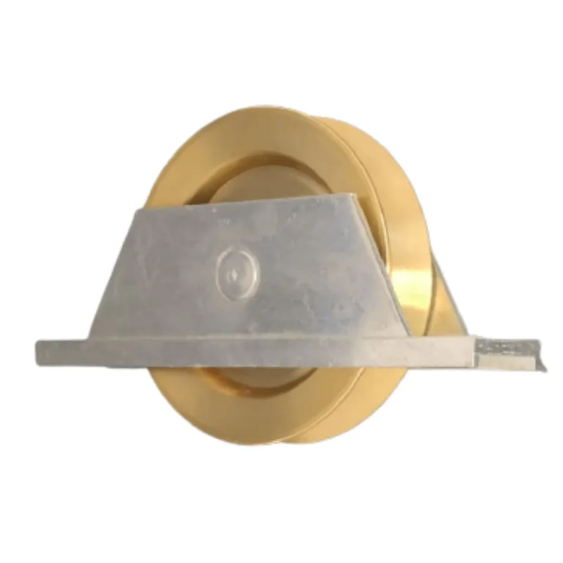 Roldana portao 75MM latao em V 90 graus cavalete aluminio