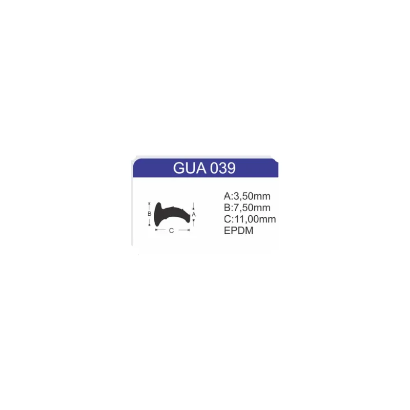 Borracha GUA-039 vedacao cunha vidro 6mm janela E porta aluminio rolo 10MTS