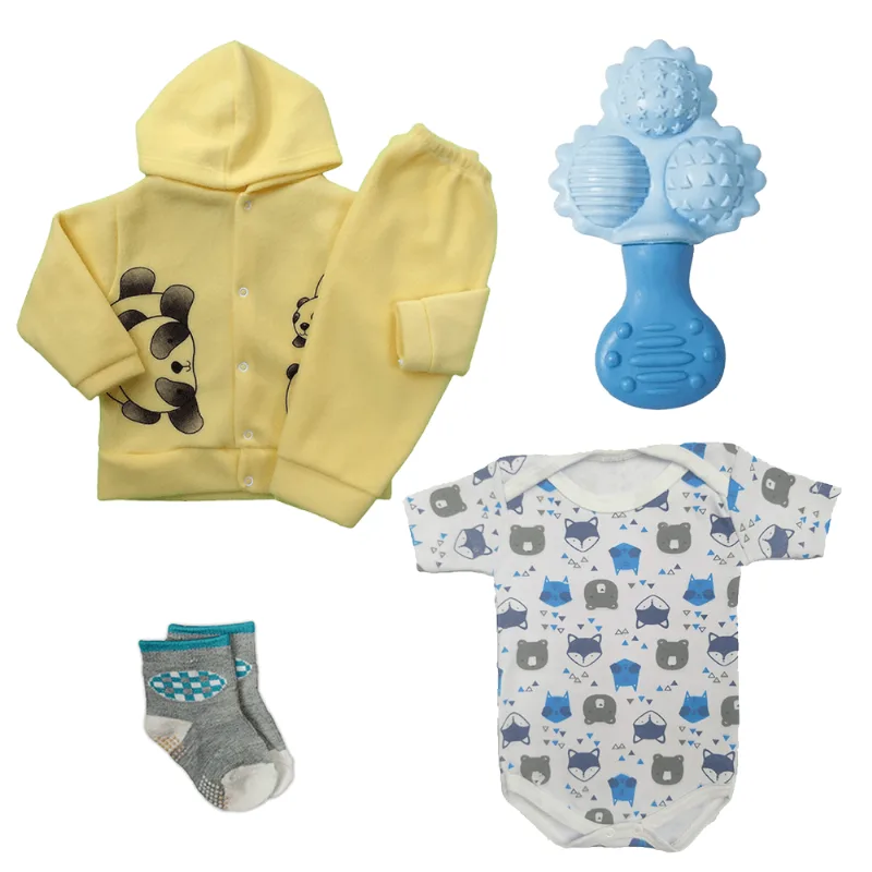 Kit Com 5 Pçs Presente Maternidade Roupa E Chocalho Barato