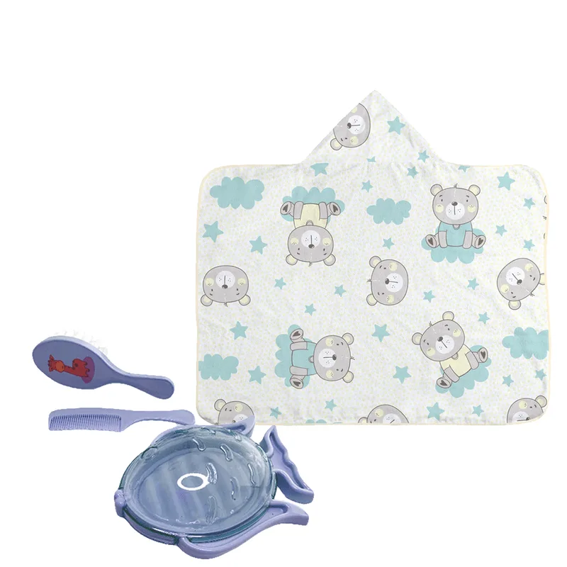 Kit Banho Bebê 4 Peças Presente Chá De Bebê Menino Menina