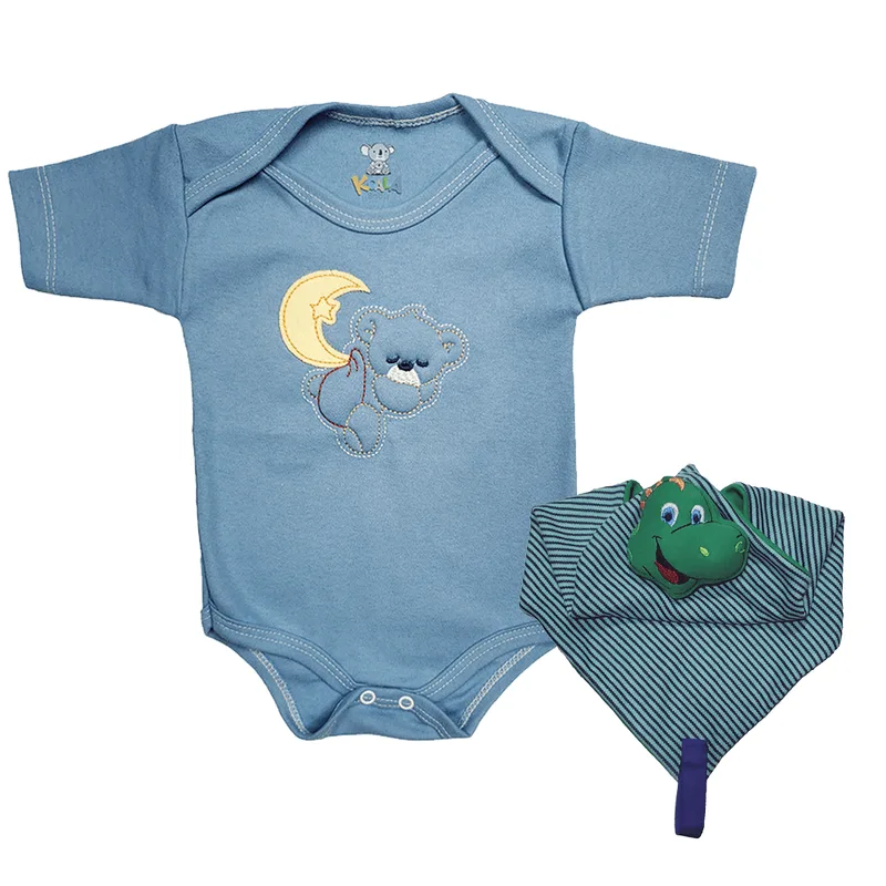 Kit 2pç Roupa De Bebê Masculino Feminino Barato Luxo Bordado