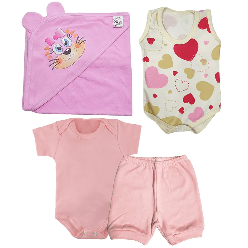 Kit Banho 4pç Roupinha De Bebê Masculino Feminino Presente