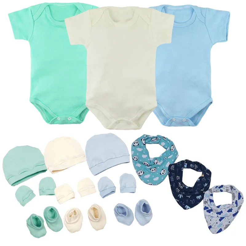 Kit 15 Pç Roupinha De Bebê Body Bandana Touca Lindo Fofinho