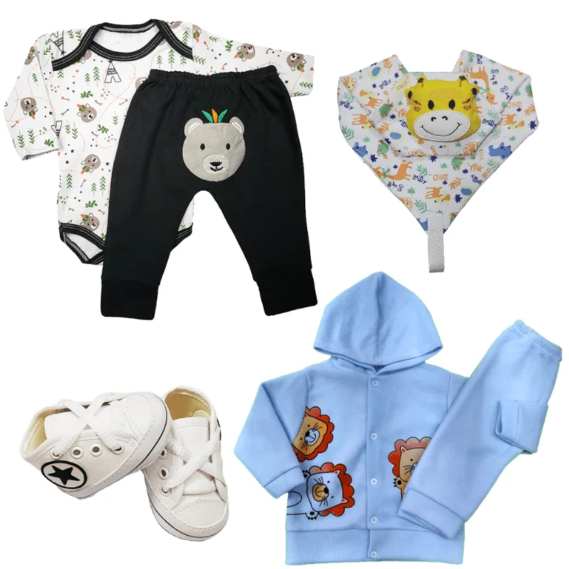 Kit Com Conjunto Casaco e Calça Body Mijão Naninha Sapatinho