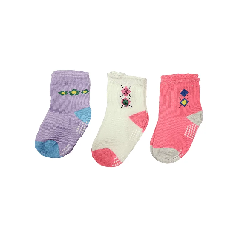 Kit 3 Meias Varias Cores Bebê 0 - 12 Meses Menino e Menina
