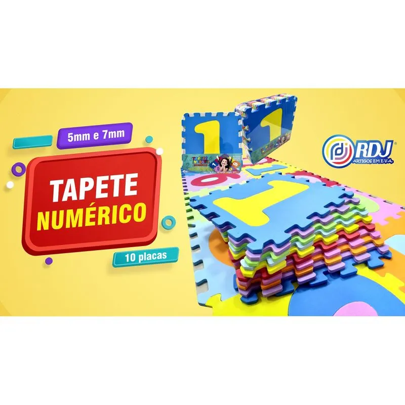 Tapete Eva Para Atividades Infantil Bebê Numérico 10 Peças
