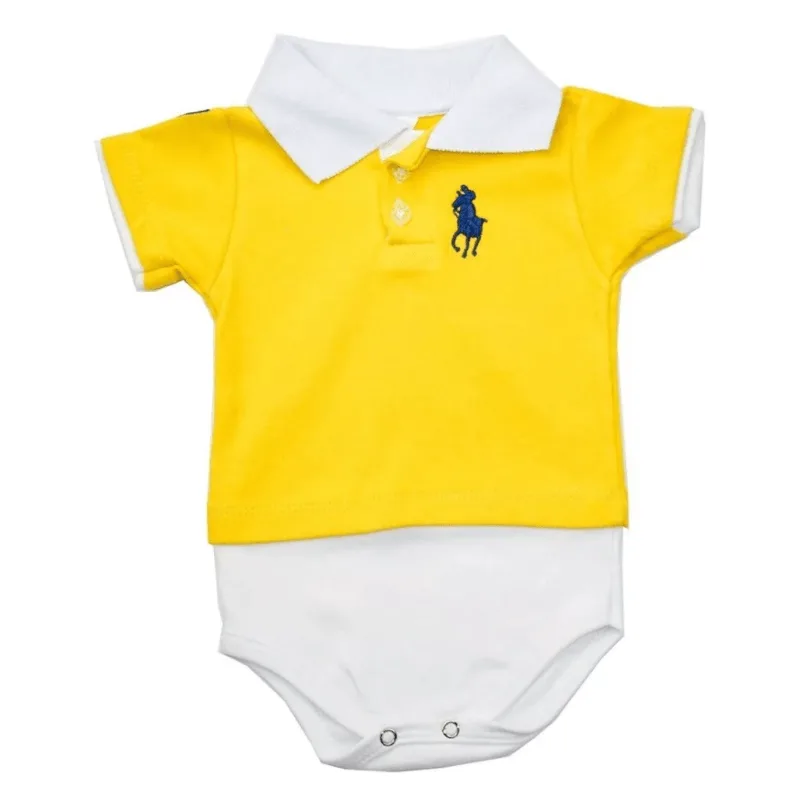 Roupa de Bebê 1 Pça Body Gola Polo Manga Curta Várias Cores