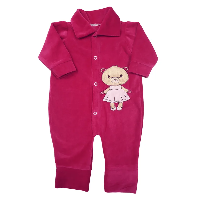 Macacão Bordado Plush Roupa de Bebê Menino e Menina Promoção