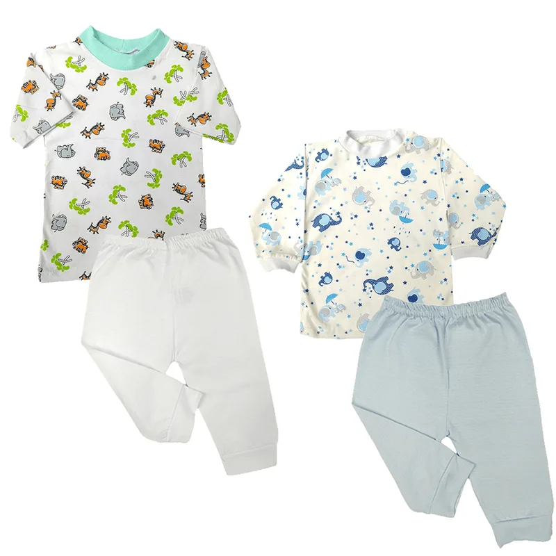 Kit Roupa de Bebê 4 Pçs Camiseta Manga Curta e Longa e Mijão