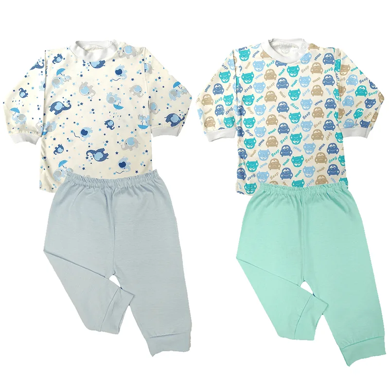 Kit Bebê 4 Peças Camiseta Manga Longa e Mijão Fresquinho