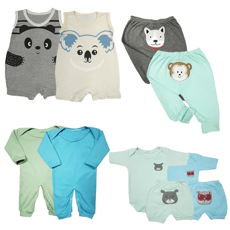 Kit Roupa de Bebê 10 Peças Conjuntos e Macacão Longo e Curto