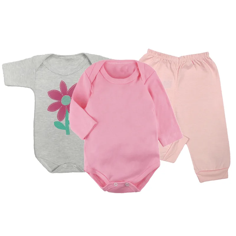 Kit Roupinhas de Bebê 3 Peças Body e Calça Mijão Pé Aberto