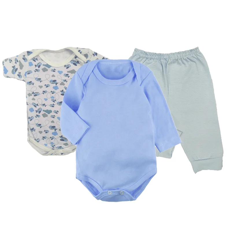 Kit Roupinhas de Bebê 3 Peças Body e Calça Mijão Pé Aberto