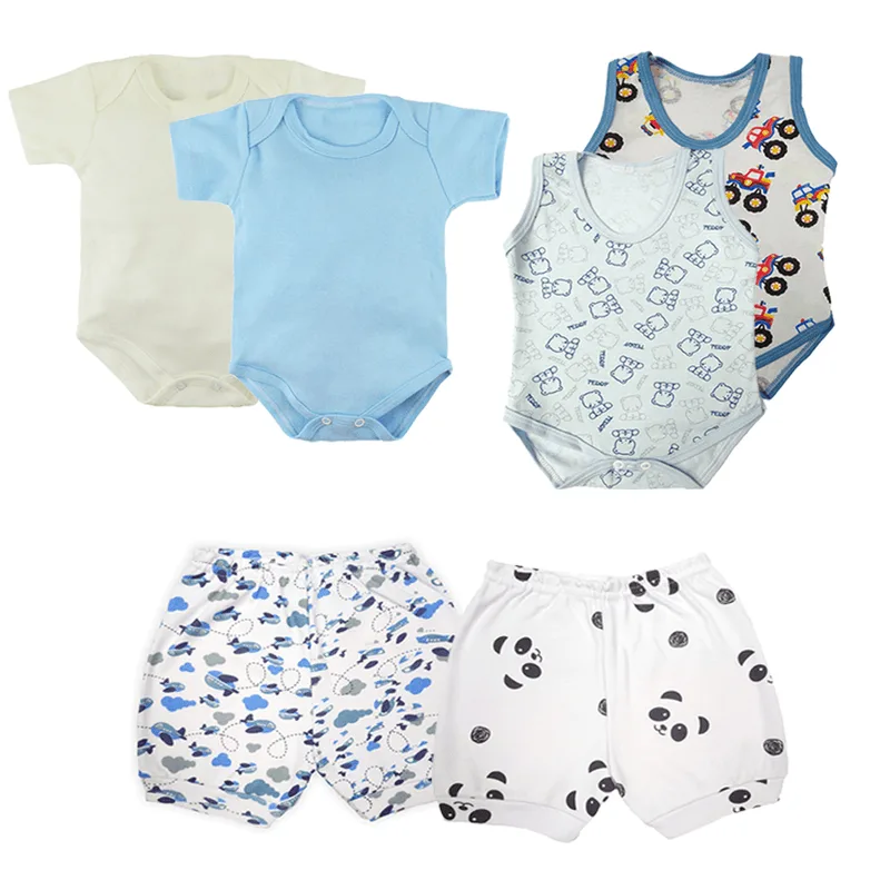 Kit Roupinhas de Bebê Verão 6 Peças Body e Shorts Estampados
