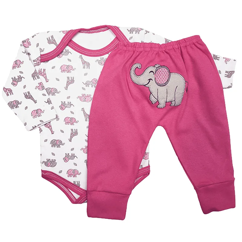 Kit 2 Peças Roupa Bebê Conjunto Body e Mijão Bumbum Bordado