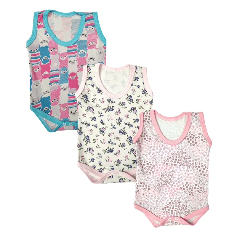 Kit Bebê 3 Peças Body Regata Estampado Verão Menino Menina