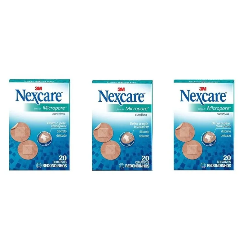 Curativo Nexcare 3M Micropore Redondo Acne Espinha Kit 3 cx