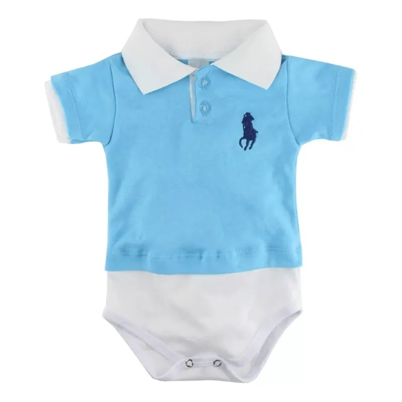 Roupa de Bebê 1 Pça Body Gola Polo Manga Curta Várias Cores