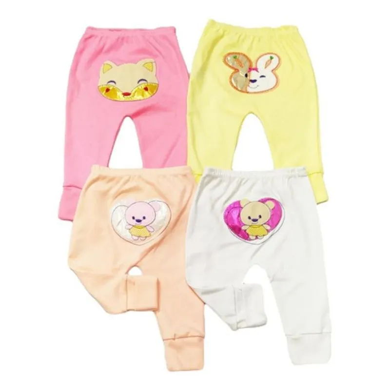 Kit Bebê 4 Calça Vira Pé Bumbum Bordado