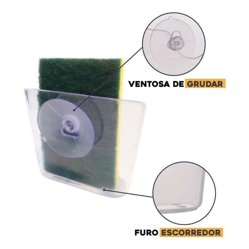 Porta Bucha Transparente Escorredor Suporte De Pia Ventosa