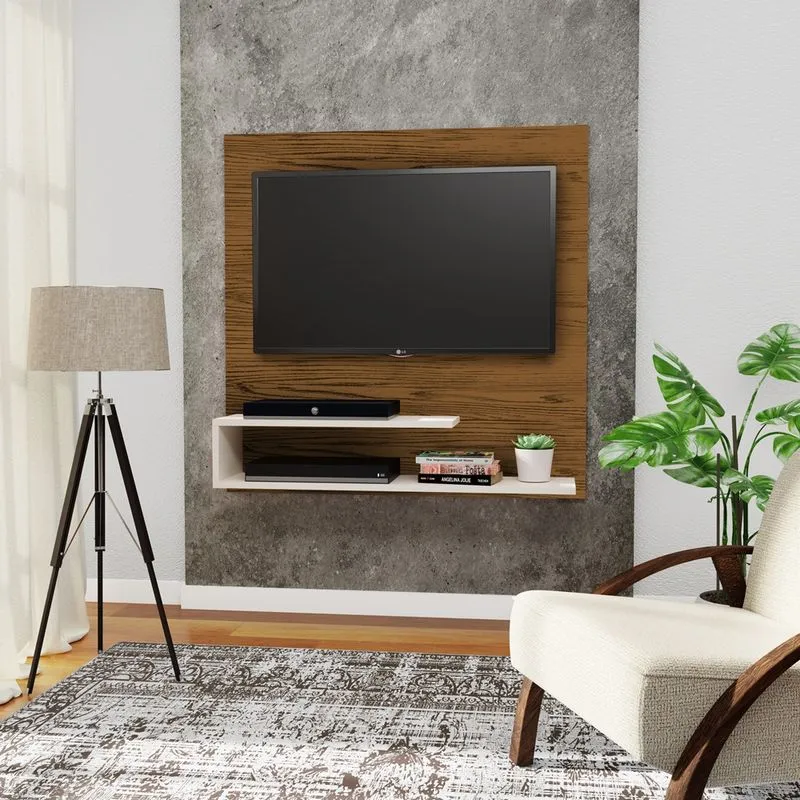 Painel para TV Até 32 Polegadas 2 Prateleiras Orlando- Freijo/ Off White