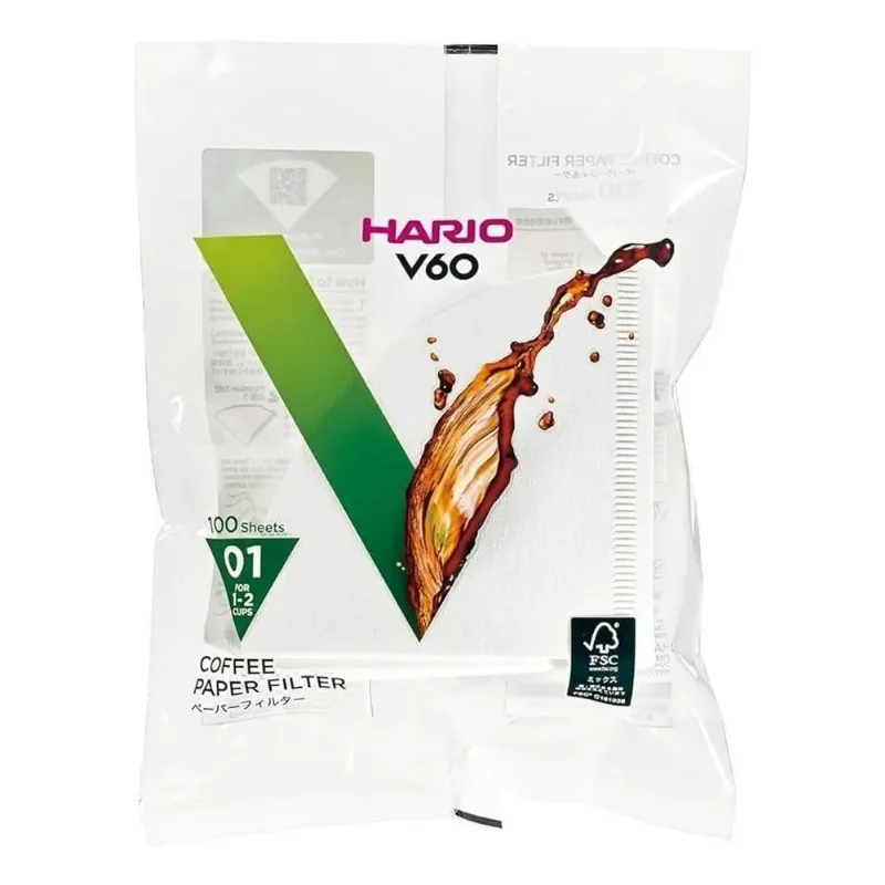 3x Filtro De Papel Branco Hario V60 01 Barista Café 100 Unid