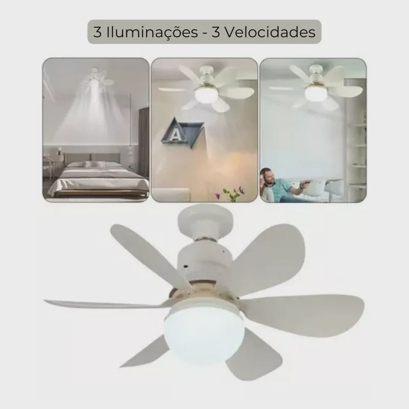 Ventilador de Teto: 6 Pás para um Fluxo de Ar Eficiente com Controle Remoto para lamapada