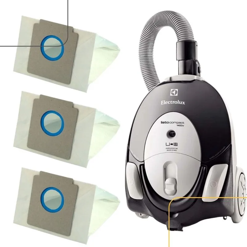 Kit 03 Saco Coletor Aspirador Electrolux Listo Compact Lis11 1400w Descartável