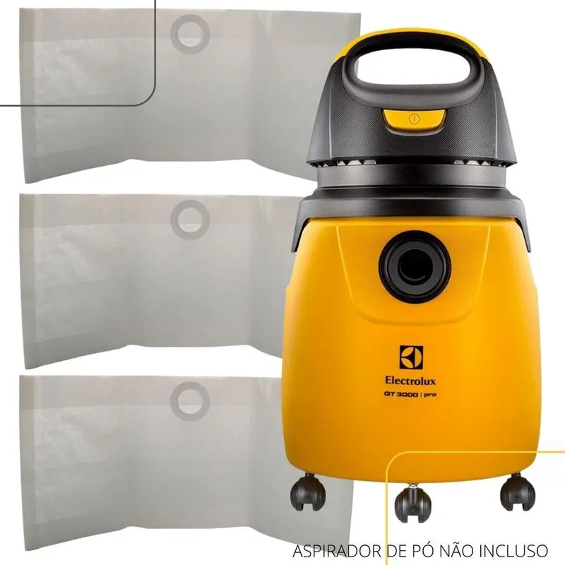 Kit 03 Saco Aspirador De Pó Electrolux Descartável Gt30N GT3000 Pro com bocal de encaixe 45 mm