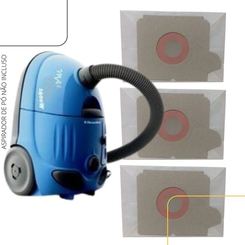 Kit 03 Sacos Para Aspirador De Pó Electrolux Descartável Trio 1400W Refil Compatível Eletrolux